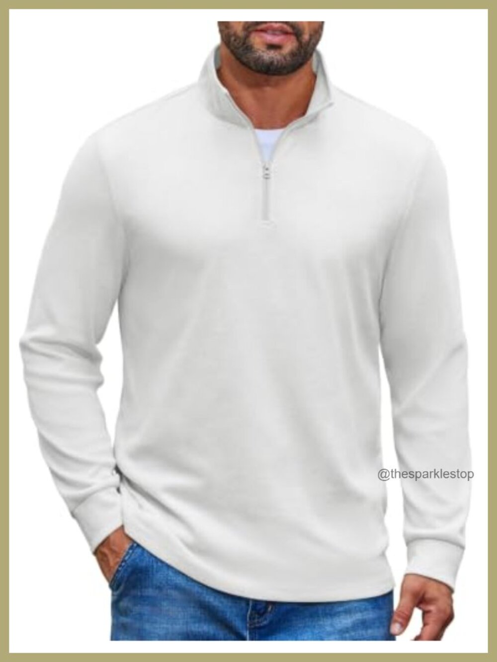COOFANDY Men's Quarter Zip Pullover Long Sleeve Mock Neck Sweatshirt